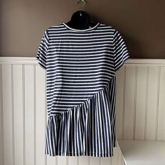 Hayden Los Angeles Navy and White Striped Ruffled Angular Peplum Oversized Small - Picture 5 of 6